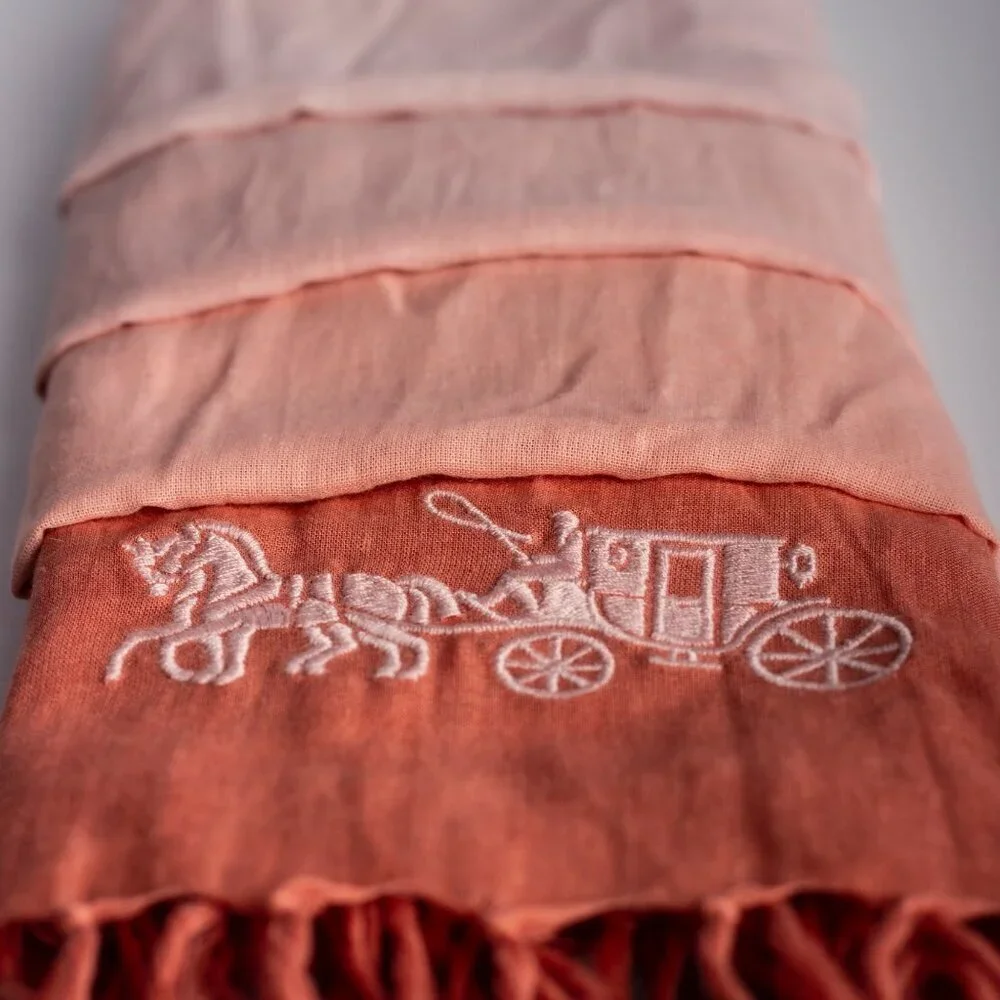 Coach Scarf | Long Scarf in Gradient Pink | Lightweight Designer Summer Scarf